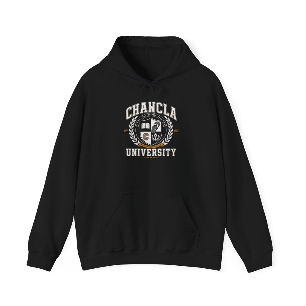 Chancla University Hoodie – Funny Latinx Mom Gift, Retro College Crest Sweatshirt