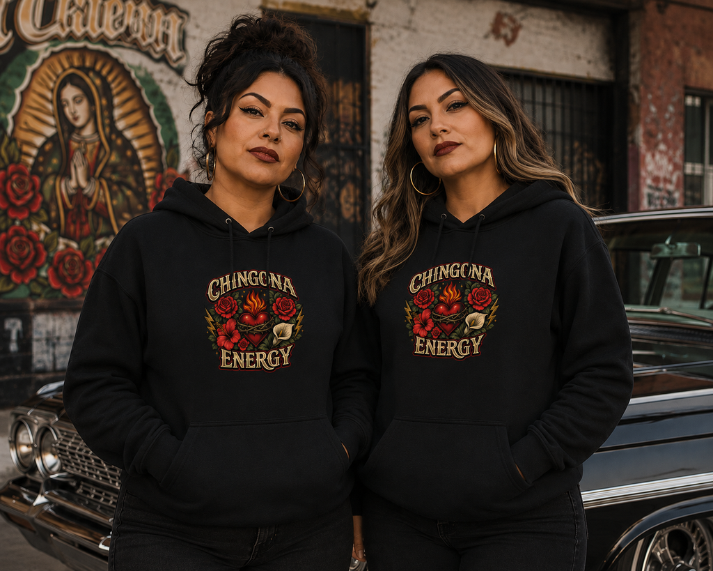 Chingona Energy Hoodie Floral Retro Latina Empowerment