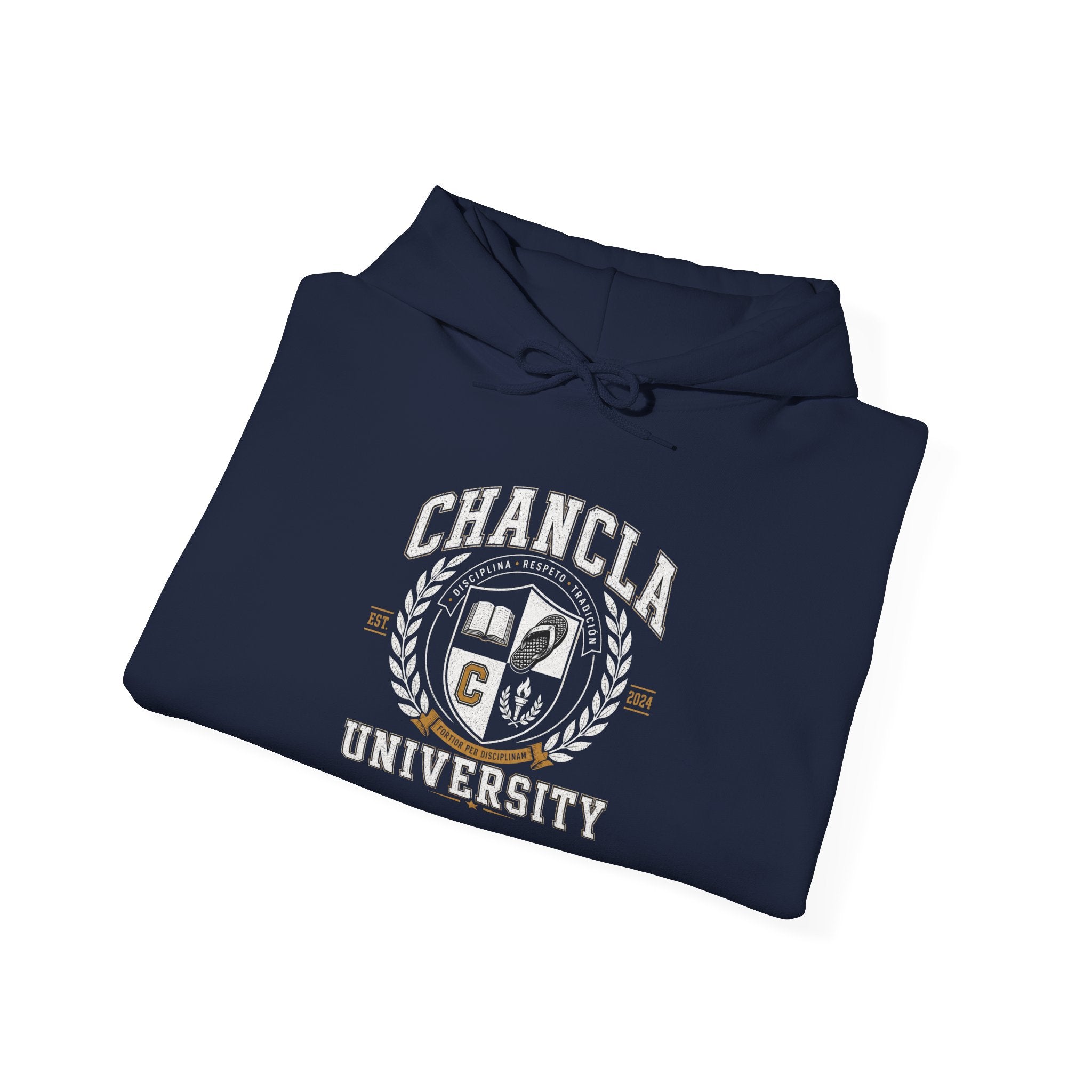 Chancla University Hoodie – Funny Latinx Mom Gift, Retro College Crest Sweatshirt