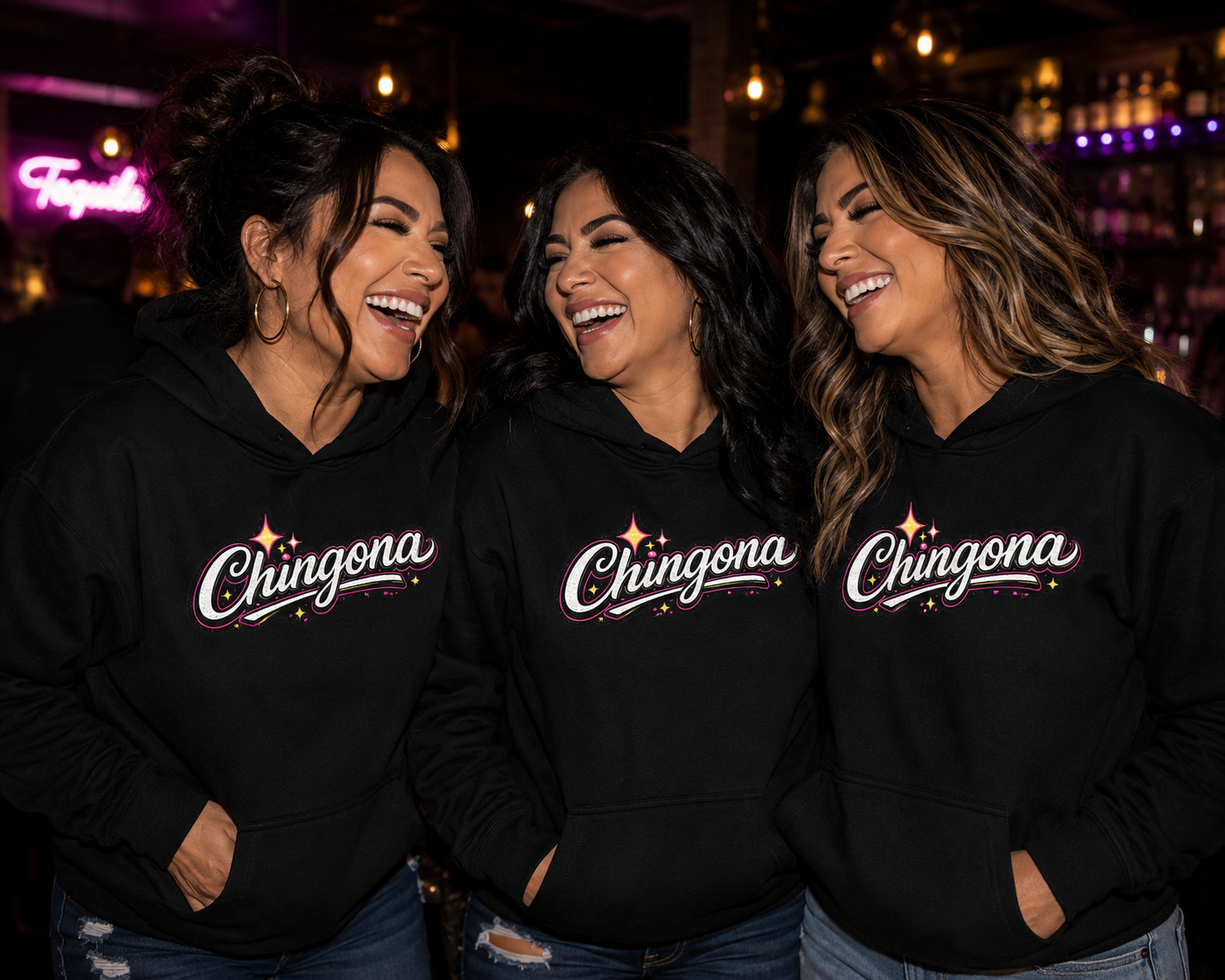 Chingona Hoodie — Retro Sparkle Latina Pride
